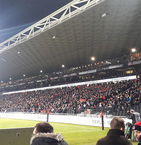 "Installation banners Matmut Stadium Gerland"