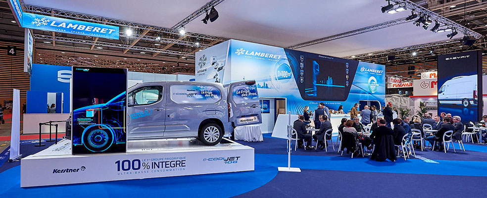 Ecran de réalité augmentée GL events sur le stand Lamberet