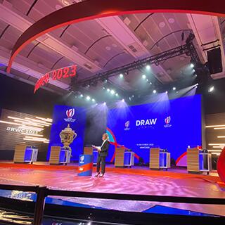 Studio TV éphémère à Paris pour un événement digital, Coupe du monde de rugby France 2023